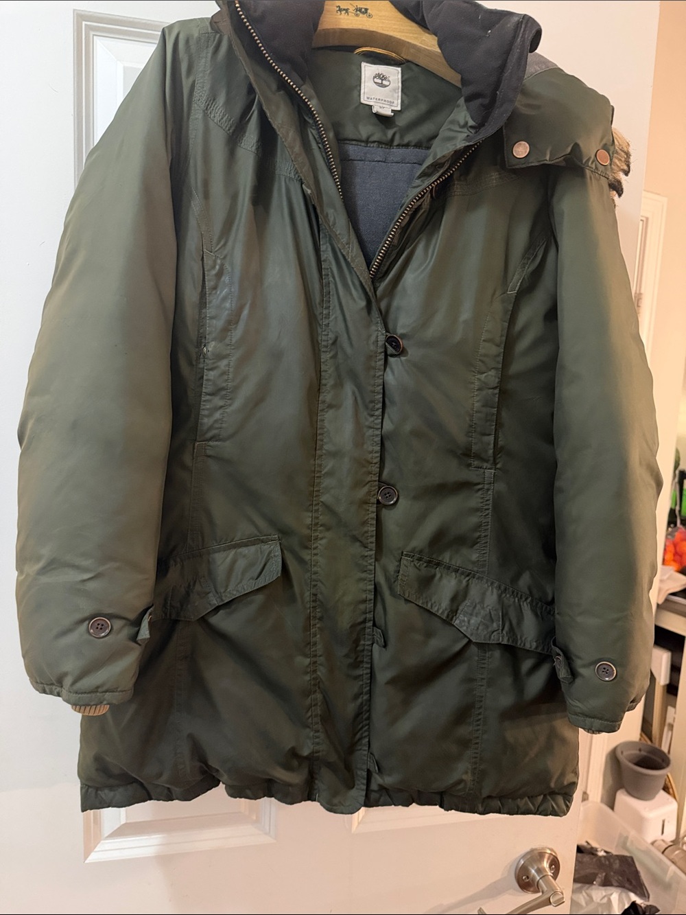 Timberland Women’s Olive Green Hooded Puffer Jacket